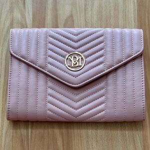 Badgley Mischka Studio Pale Pink Quilted Crossbody Clutch